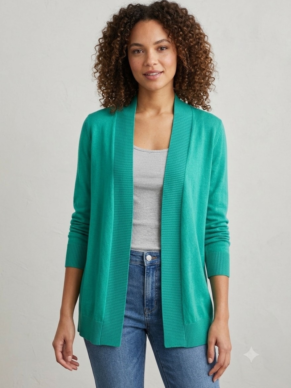 Worthington Emerald Green Open Front Ribbed Cardigan – XLT Tall